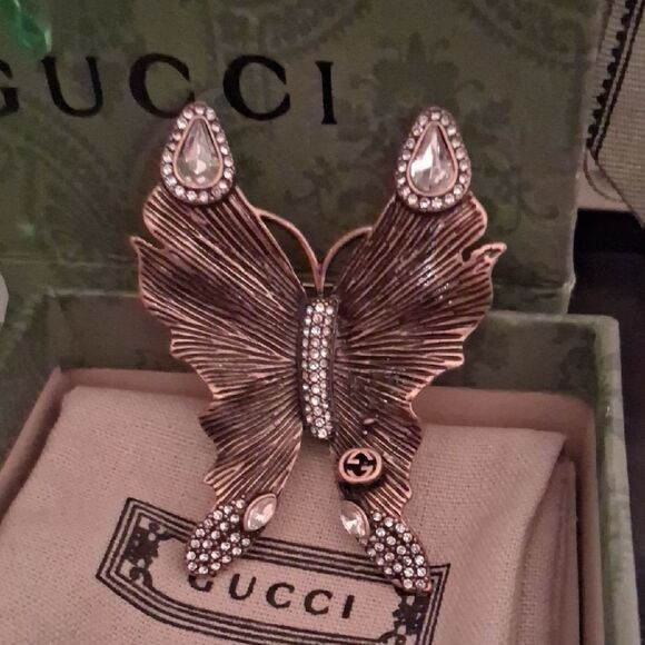 Gucci Gold and Silver Butterfly Brooch - Picture 4 of 14